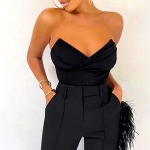 Coupled Up | Black Corset Strapless Bodysuit